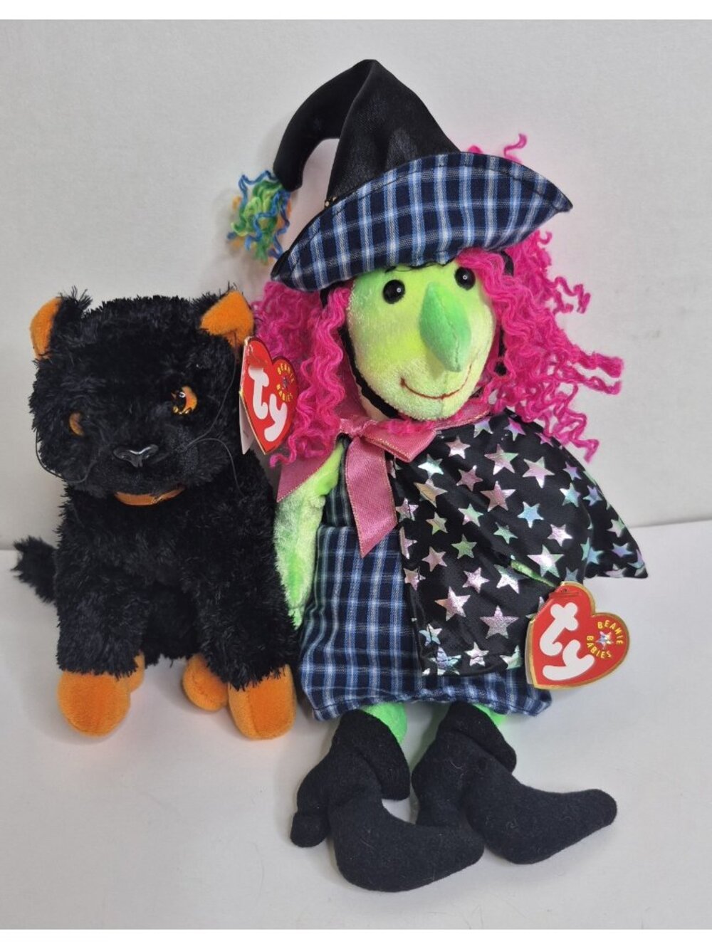 Ty Beanie Baby Fraidy The Cat And Scary The Witch Halloween NOS